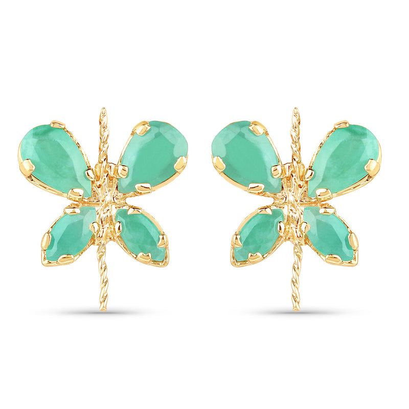 1.20 Carat Genuine Emerald 14K Yellow Gold Earrings