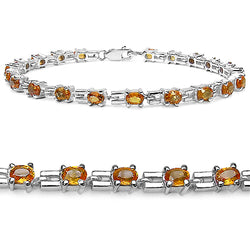 5.25 Carat Genuine Orange Sapphire .925 Sterling Silver Bracelet