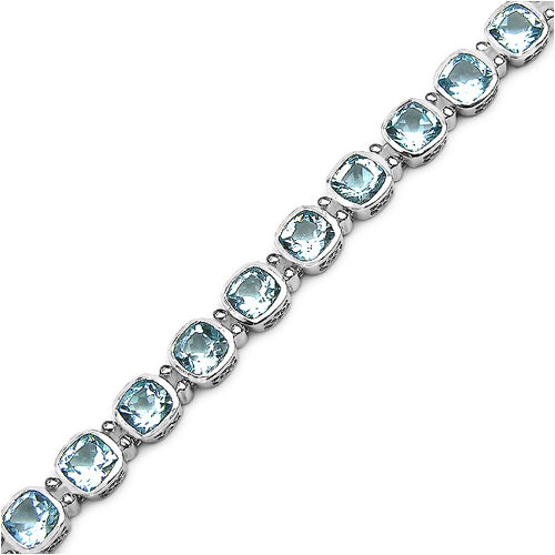 21.60 Carat Genuine Blue Topaz .925 Sterling Silver Bracelet