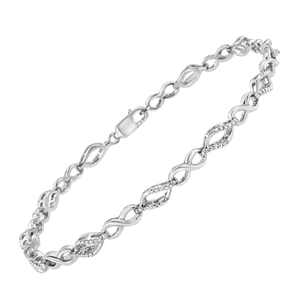 .925 Sterling Silver Diamond Accent Alternating Infinity Shape and Pear Shape Link Bracelet (I-J Color, I3 Clarity) - 7.25" Inches