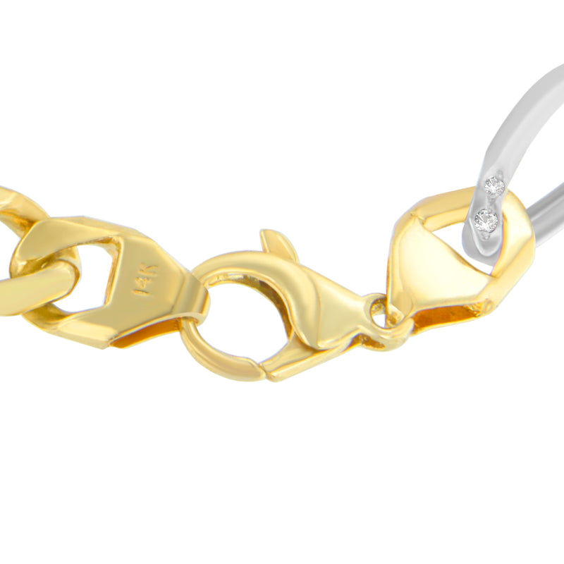 14K Two-Tone Gold 3/8ct TDW Round Cut Diamond Link Bracelet (I-J I1-I2)