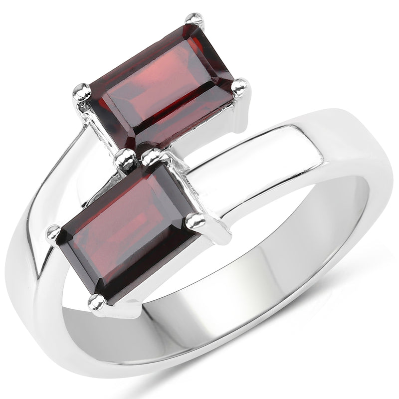 2.40 Carat Genuine  Garnet .925 Sterling Silver Ring