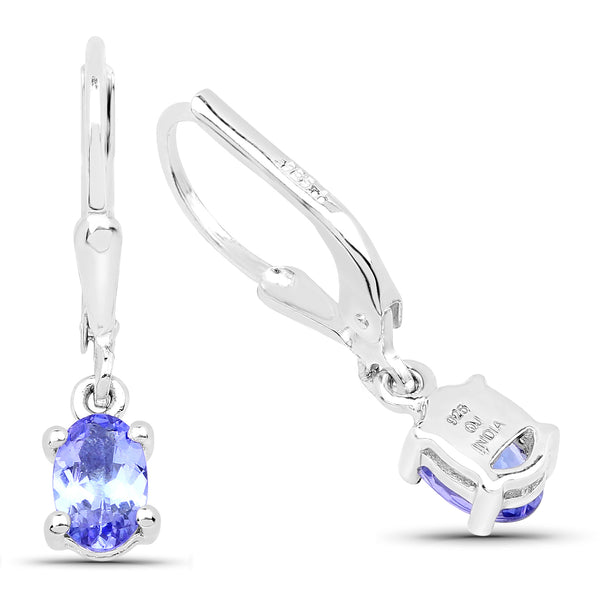 0.88 Carat Genuine Tanzanite .925 Sterling Silver Earrings