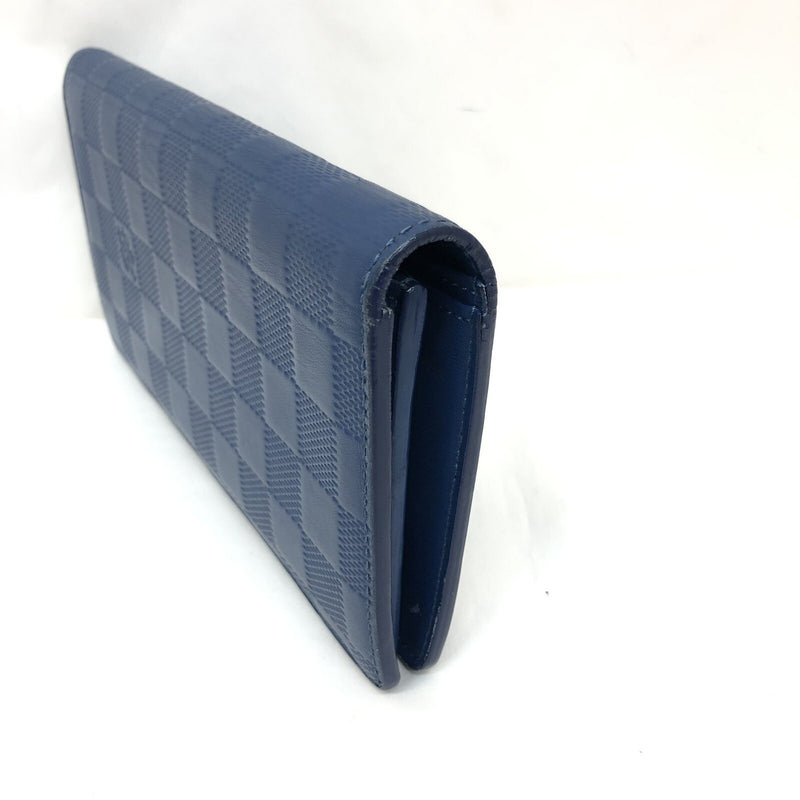 LOUIS VUITTON Long Bi-Fold Wallet N63205 Portofeuil Braza Damier Amphini Blue Mens