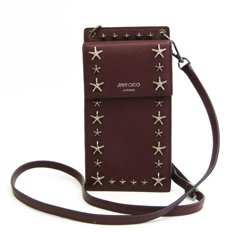 Jimmy Choo Women's Leather Pochette Red Brown