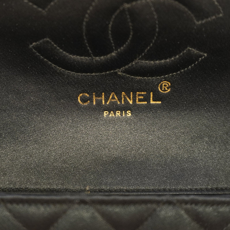 Auth Chanel Matelasse Shoulder Bag Womens Satin Shoulder Bag Black