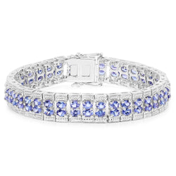 12.92 Carat Genuine Tanzanite .925 Sterling Silver Bracelet