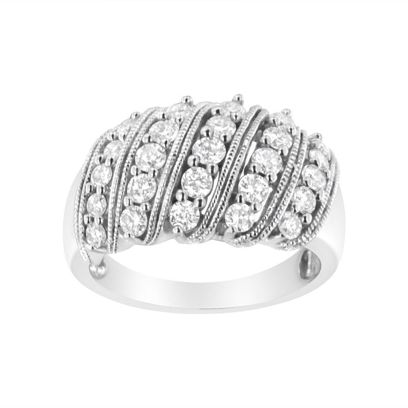 .925 Sterling Silver 1 cttw Lab Grown Diamond Cluster Band Ring (F-G Color, VS2-SI1 Clarity) - Size 7