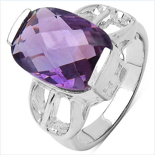 6.50 Carat Genuine Amethyst .925 Sterling Silver Ring