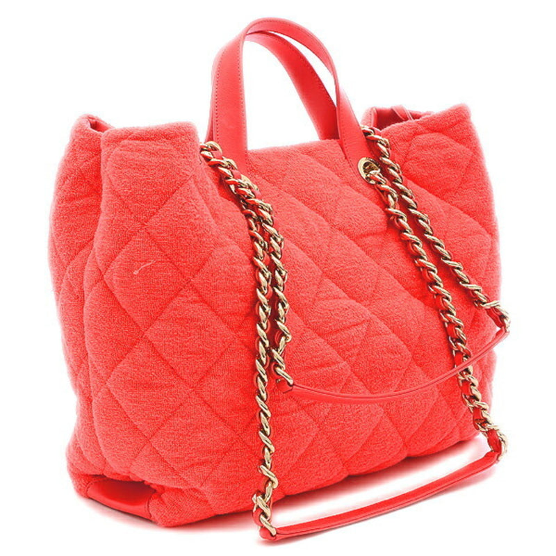 Chanel Matelasse 2Way Bag Pile Leather Coral Pink Champagne Gold Hardware