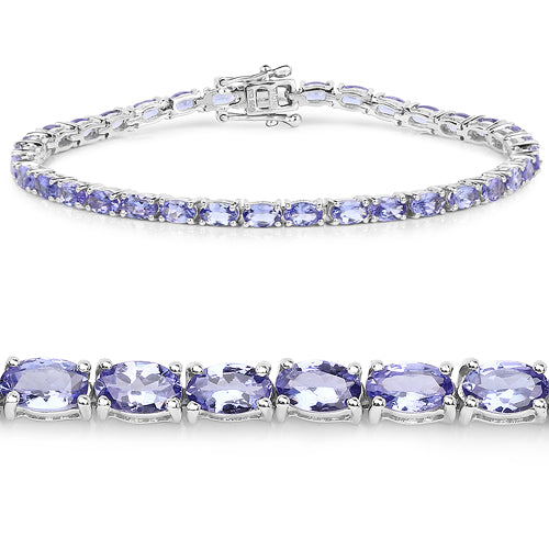 8.75 Carat Genuine Tanzanite .925 Sterling Silver Bracelet