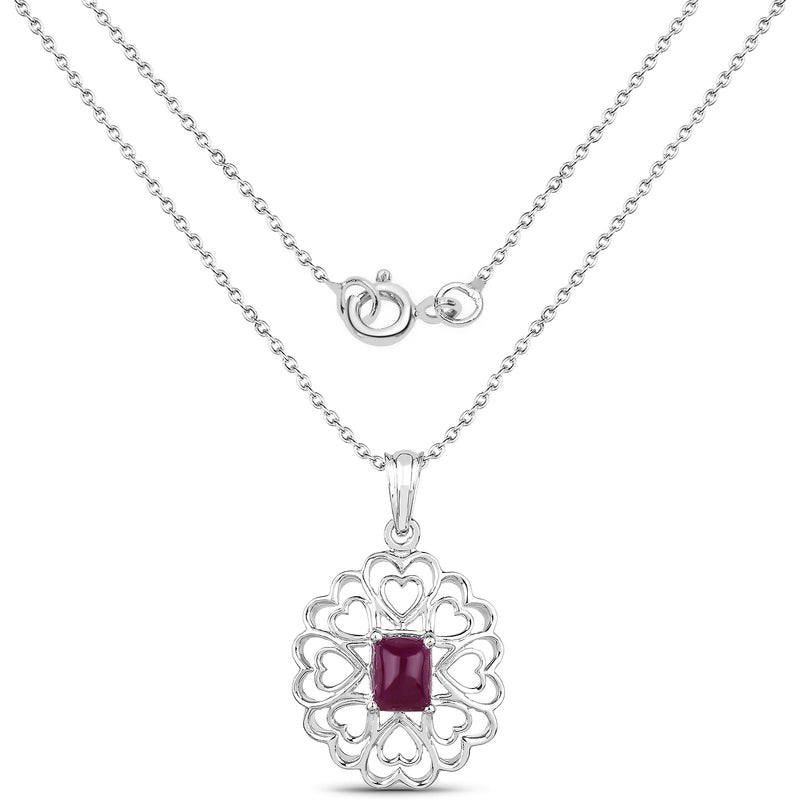 3.48 Carat Genuine Ruby .925 Sterling Silver Pendant