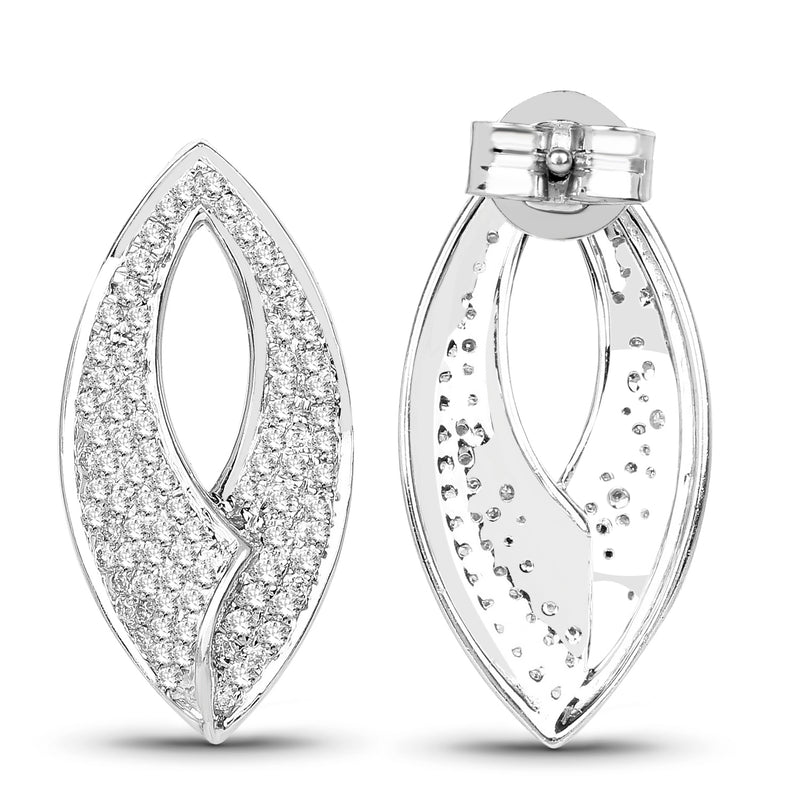 0.62 Carat Genuine White Diamond 14K White Gold Earrings (E-F Color, SI Clarity)