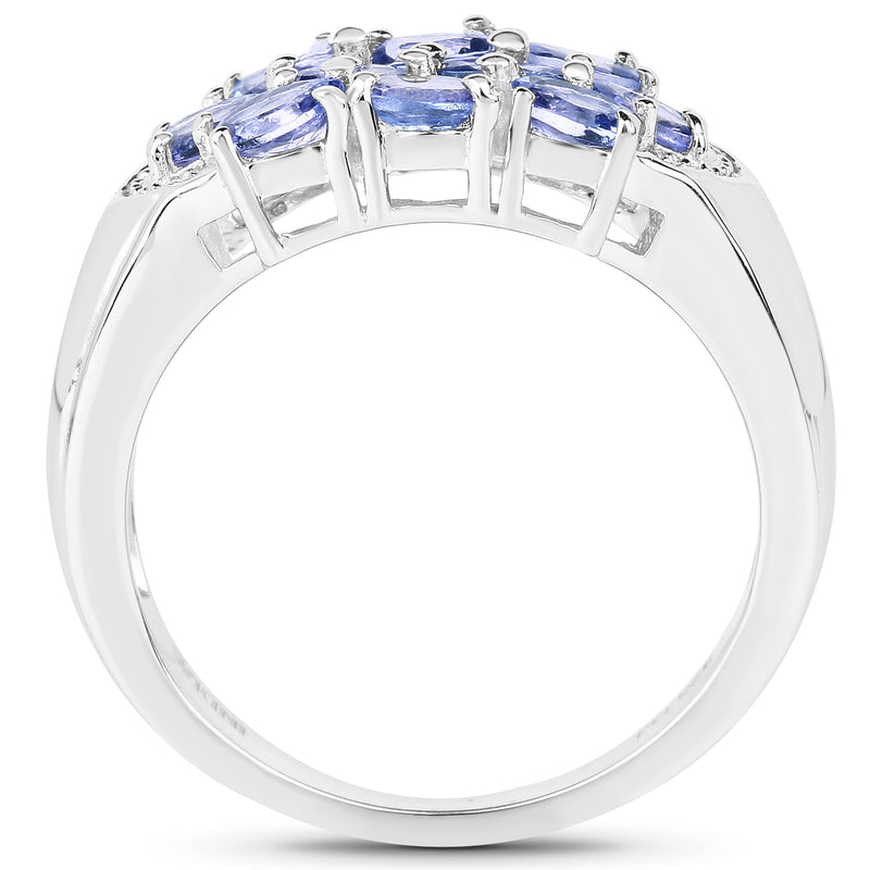 1.70 Carat Genuine Tanzanite .925 Sterling Silver Ring