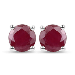 2.00 Carat Genuine Ruby .925 Sterling Silver Earrings