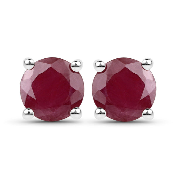 2.00 Carat Genuine Ruby .925 Sterling Silver Earrings