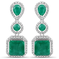 7.85 Carat Dyed Emerald .925 Sterling Silver Earrings