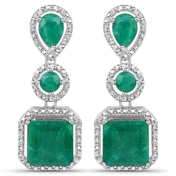 7.85 Carat Dyed Emerald .925 Sterling Silver Earrings