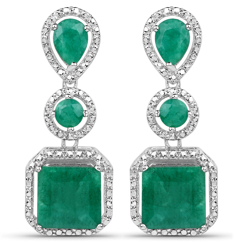 7.85 Carat Dyed Emerald .925 Sterling Silver Earrings