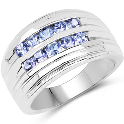 0.80 Carat Genuine Tanzanite .925 Sterling Silver Ring