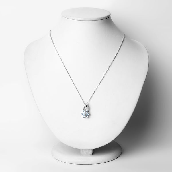 0.78 Carat Genuine Aquamarine and White Topaz .925 Sterling Silver Pendant