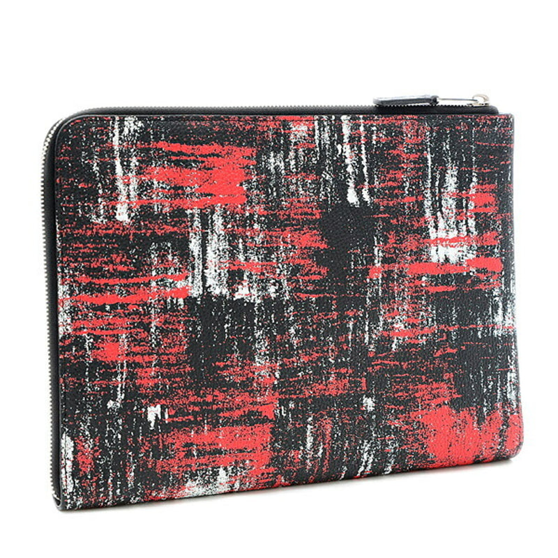 Dior Homme Clutch Bag Leather Red Black