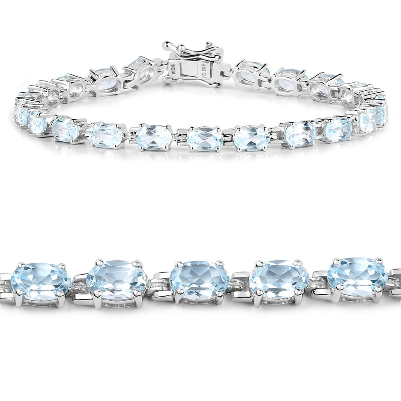 10.71 Carat Genuine Blue Topaz .925 Sterling Silver Bracelet