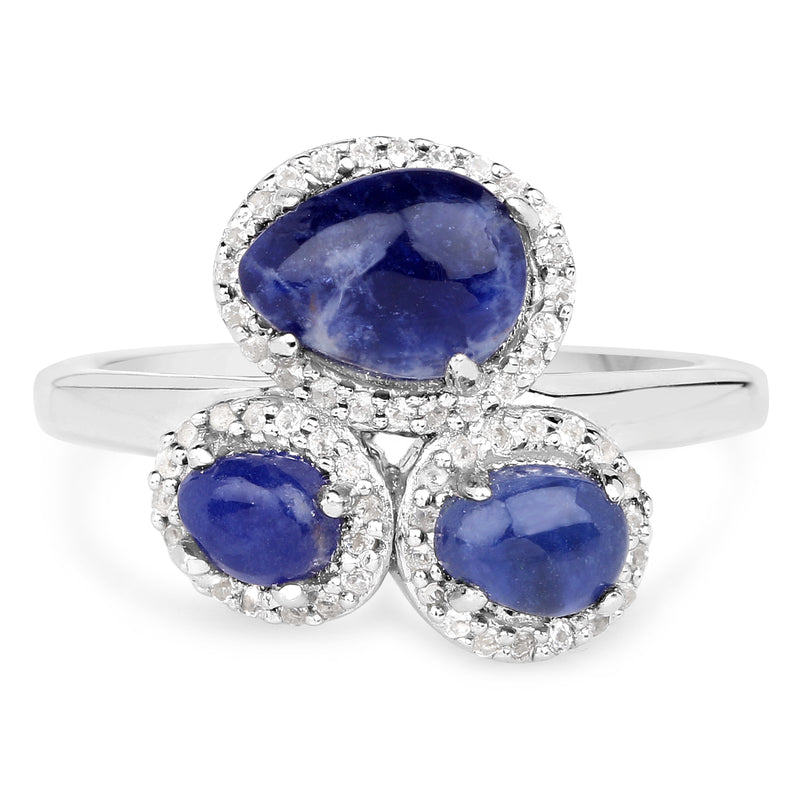 2.28 Carat Genuine Blue Aventurine And White Topaz .925 Sterling Silver Ring