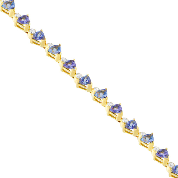 14K Yellow Gold Round-Cut Diamond and Tanzanite Bracelet (8.30 cttw, H-I Color, SI1-SI2 Clarity)