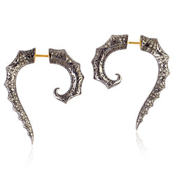 1.77 ct Pave Diamond 18 kt Gold Tunnel Earrings Sterling Silver Designer Jewelry