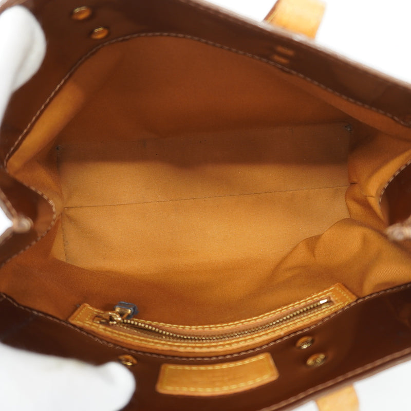 Auth Louis Vuitton Monogram Vernis Lead PM M91146 Womens Handbag Bronze