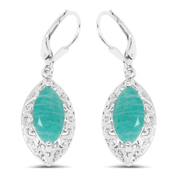 5.09 Carat Genuine Amazonite .925 Sterling Silver Earrings