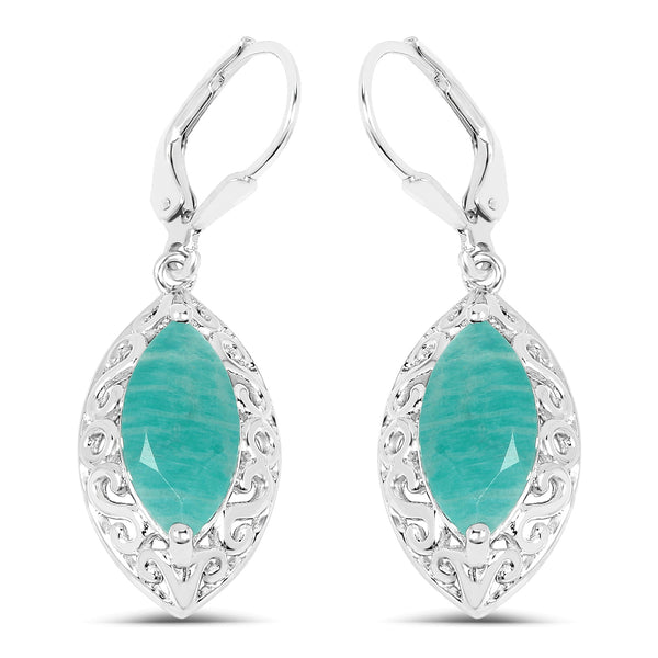 5.09 Carat Genuine Amazonite .925 Sterling Silver Earrings