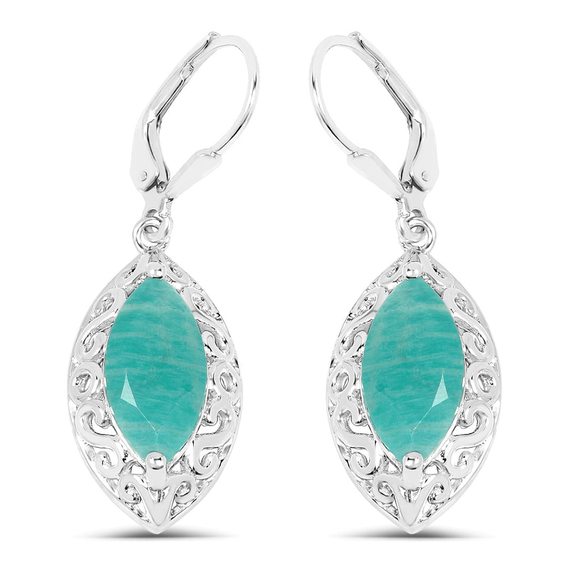 5.09 Carat Genuine Amazonite .925 Sterling Silver Earrings