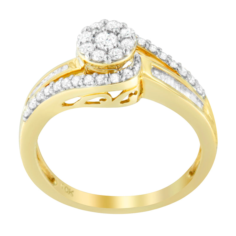 10K Yellow Gold Diamond Cluster Ring (1/2 Cttw, I-J Color, I2-I3 Clarity) - Size 6