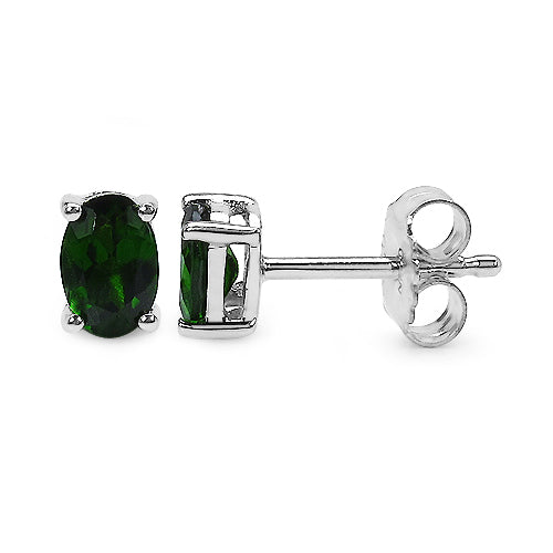 0.94 Carat Genuine Chrome Diopside .925 Sterling Silver Earrings