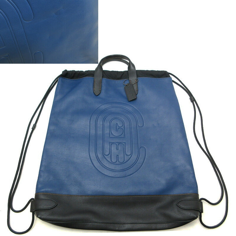 Coach COACH Rucksack Backpack Bag Drawstring Blue Black Mens Womens Leather Nylon E1921-76154 B4 Compatible