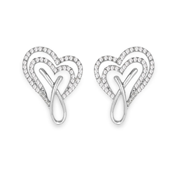 0.56 Carat Genuine White Diamond 14K White Gold Earrings (G-H Color, SI1-SI2 Clarity)