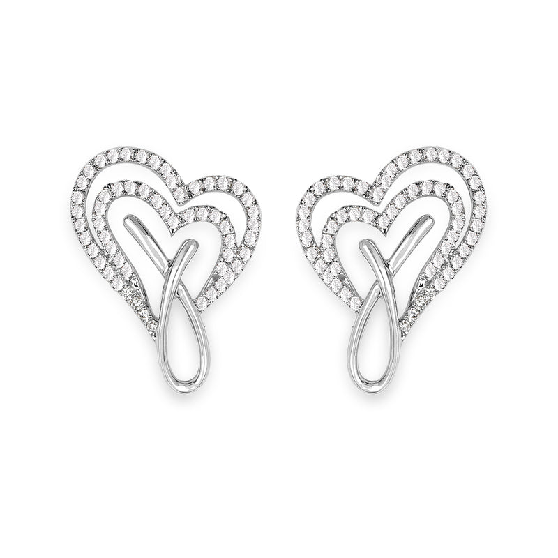 0.56 Carat Genuine White Diamond 14K White Gold Earrings (G-H Color, SI1-SI2 Clarity)