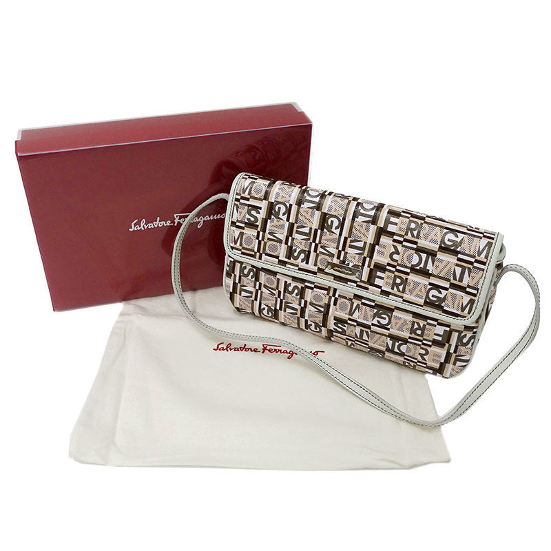 Salvatore Ferragamo PVC Shoulder Bag BeigeWhite