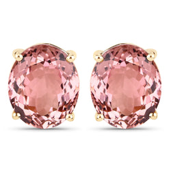 10.16 Carat Genuine Baby Pink Tourmaline 14K Yellow Gold Earrings