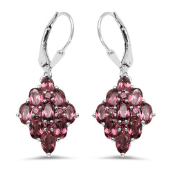 5.36 Carat Genuine Rhodolite .925 Sterling Silver Earrings