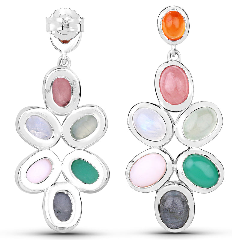 11.54 Carat Genuine Multi Stone .925 Sterling Silver Earrings