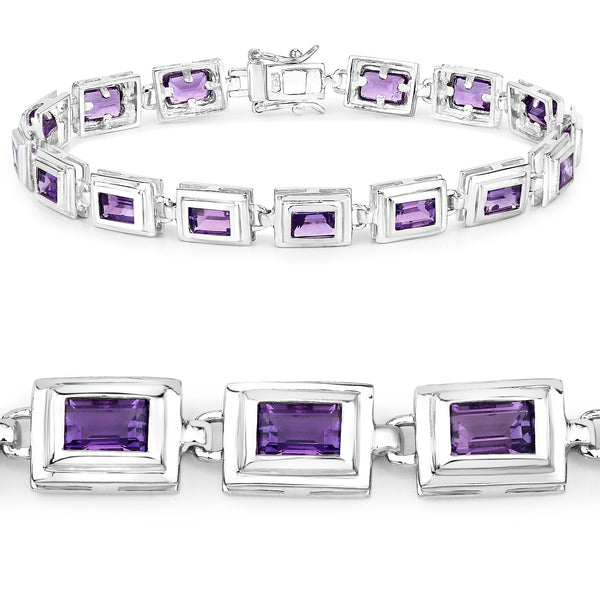 7.50 Carat Genuine Amethyst .925 Sterling Silver Bracelet