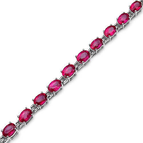 15.12 Carat Created Ruby .925 Sterling Silver Bracelet