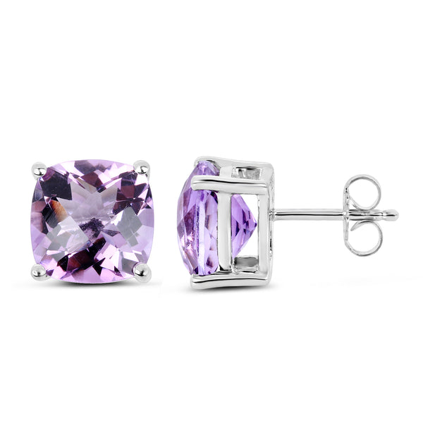 7.16 Carat Genuine Pink Amethyst Sterling Silver Earrings