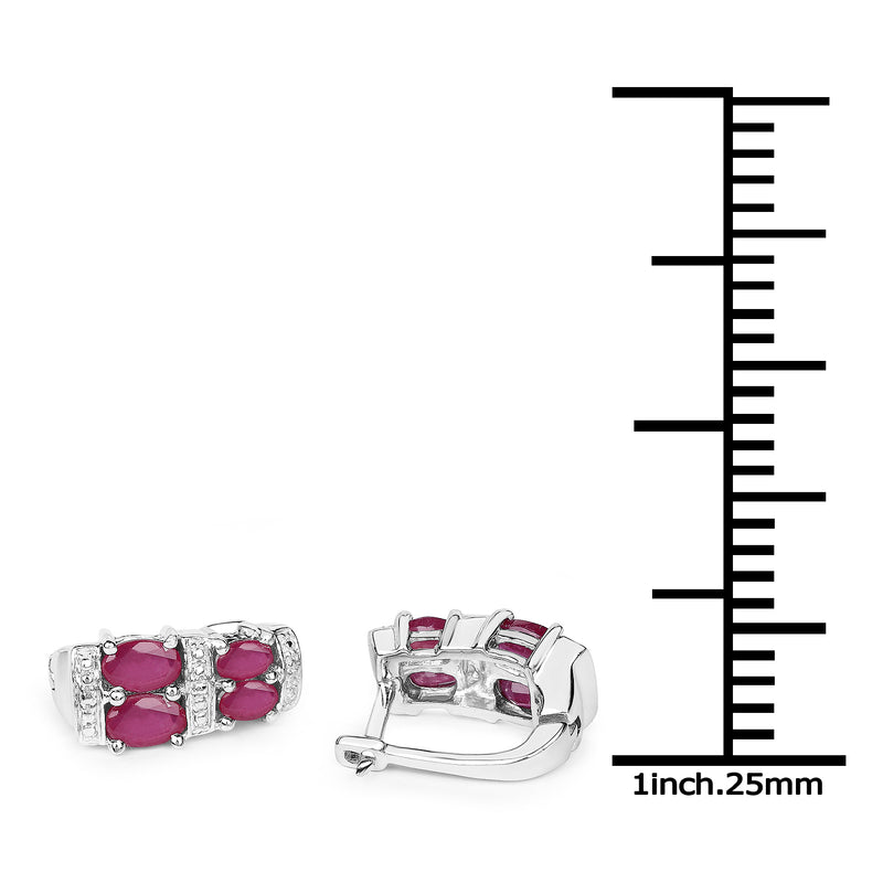 3.20 Carat Glass Filled Ruby .925 Sterling Silver Earrings