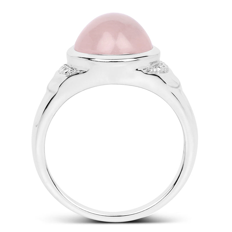 4.70 Carat Genuine Rose Quartz .925 Sterling Silver Ring