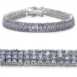 12.30 Carat Genuine Tanzanite Sterling Silver Bracelet