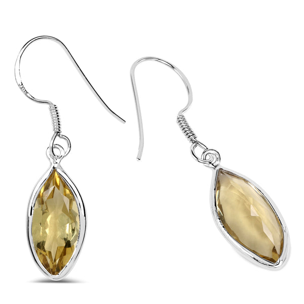 5.60 Carat Genuine Lemon Quartz .925 Sterling Silver Earrings